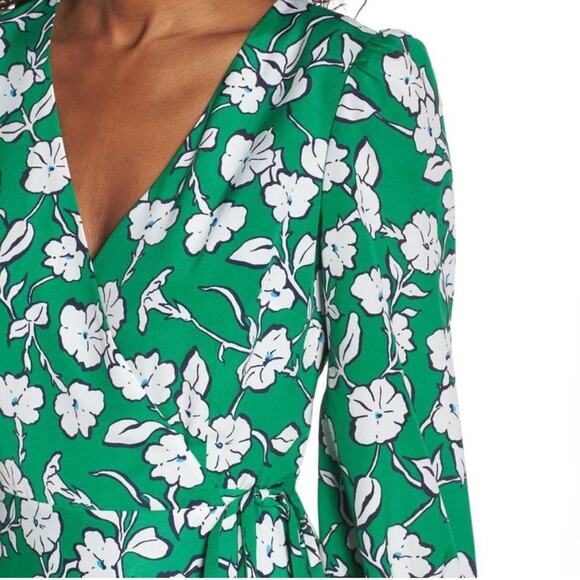 ELIZA J Floral Green Wrap Dress Size 6 - Picture 4 of 6